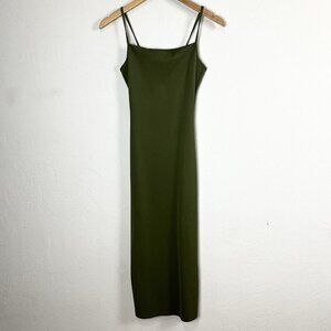 Good American Scuba Midi Dress Juniper Green‎ Bodycon Square Neck Size 0=XS